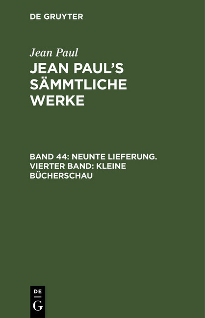 Neunte Lieferung. Vierter Band: Kleine Bücherschau main product photo