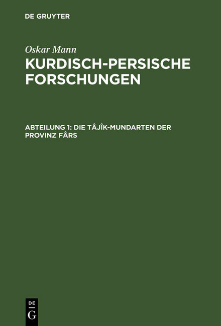 Die Tâjîk-Mundarten der Provinz Fârs main product photo