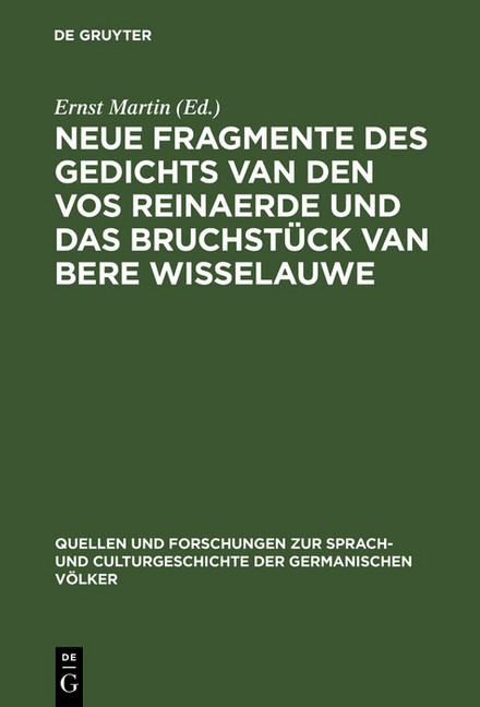 Neue Fragmente des Gedichts Van den Vos Reinaerde und das Bruchstück Van Bere Wisselauwe main product photo