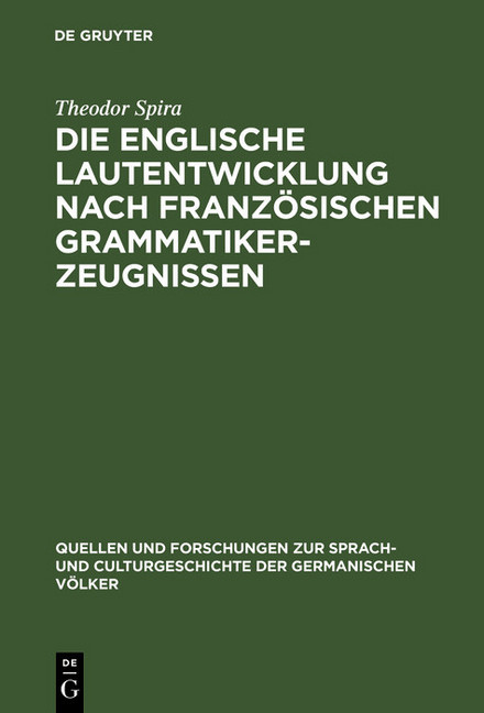 Die englische Lautentwicklung nach französischen Grammatiker-Zeugnissen main product photo