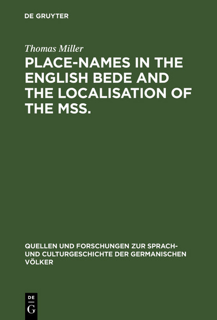 Place-names in the English Bede and the localisation of the mss. main product photo