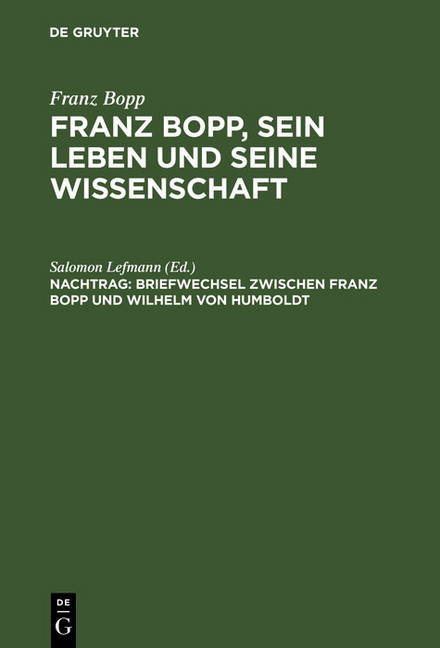 Briefwechsel zwischen Franz Bopp und Wilhelm von Humboldt main product photo