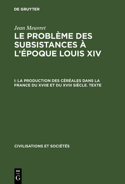 La production des céréales dans la France du XVIIe et du XVIII siècle - Texte main product photo