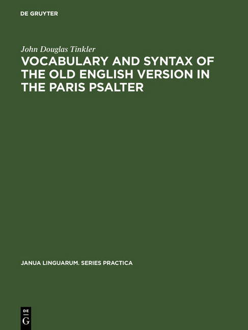 Vocabulary and syntax of the old English version in the Paris psalter main product photo
