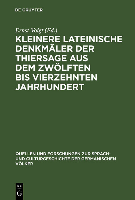 Kleinere lateinische Denkmäler der Thiersage aus dem zwölften bis vierzehnten Jahrhundert main product photo