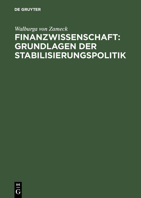 Finanzwissenschaft: Grundlagen der Stabilisierungspolitik main product photo