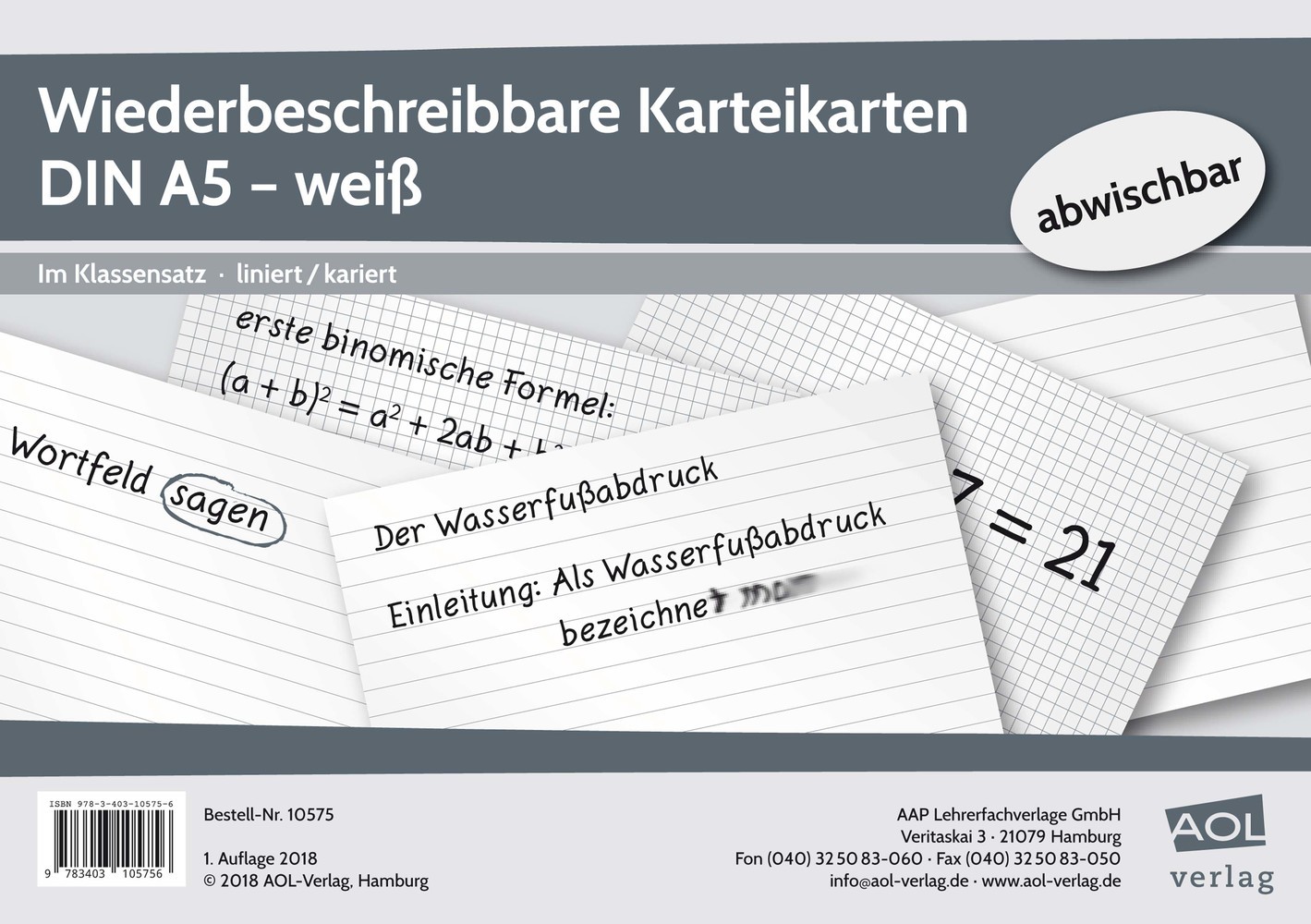 Wiederbeschreibbare Karteikarten DIN A5 - weiß main product photo