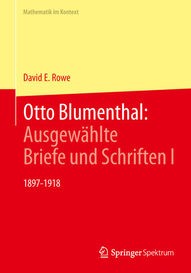 Otto Blumenthal: Ausgewählte Briefe und Schriften I main product photo