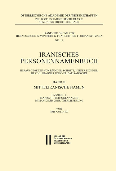 Iranisches Personennamenbuch / Iranische Personennamen in Manichäischer Überlieferung main product photo