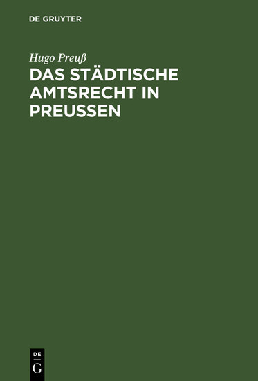 Das städtische Amtsrecht in Preußen main product photo