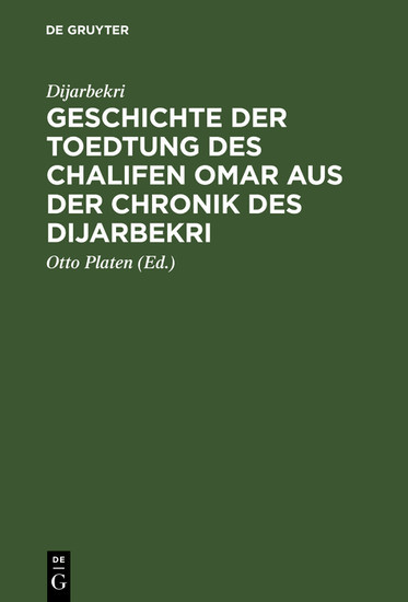 Geschichte der Toedtung des Chalifen Omar aus der Chronik des Dijarbekri main product photo