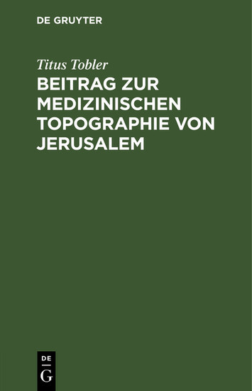 Beitrag zur medizinischen Topographie von Jerusalem main product photo