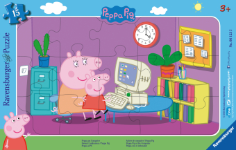 Ravensburger Kinderpuzzle - 06123 Peppa am Computer - Rahmenpuzzle für Kinder ab 3 Jahren, mit 15 Teilen