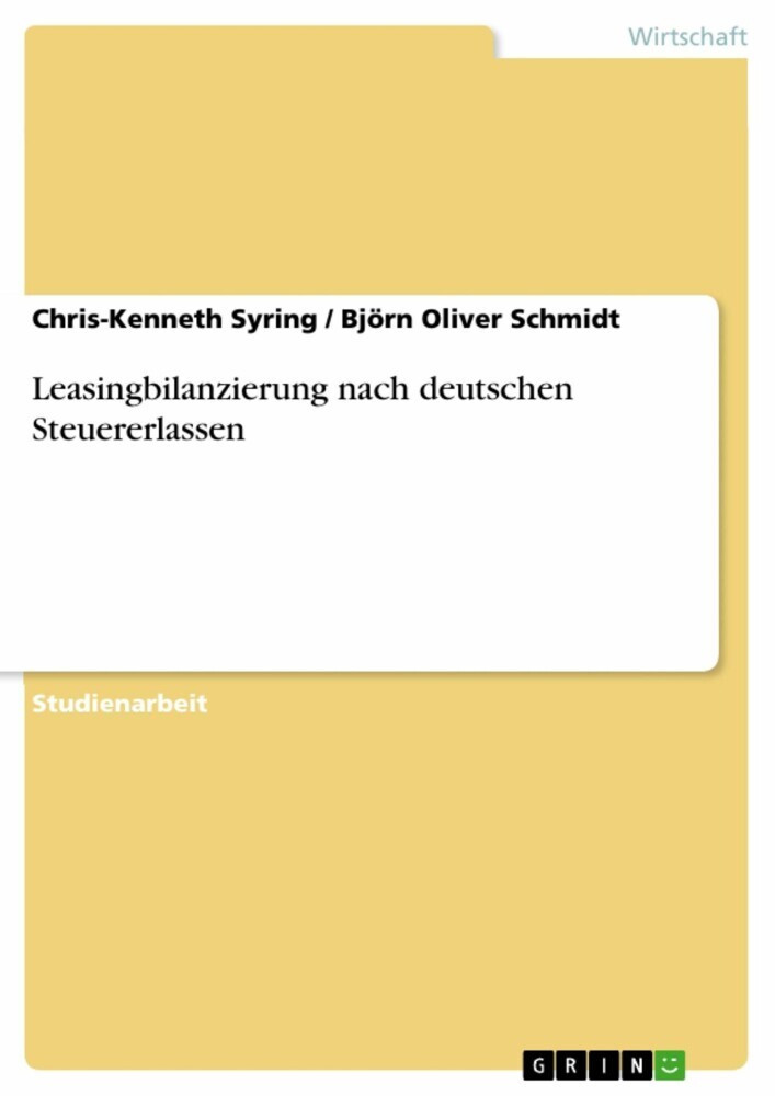Leasingbilanzierung nach deutschen Steuererlassen main product photo