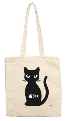 Katze mit Fisch, Stofftasche