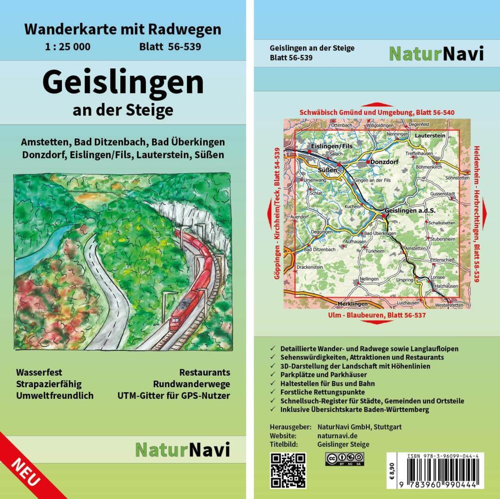 NaturNavi Wanderkarte mit Radwegen Geislingen an der Steige main product photo