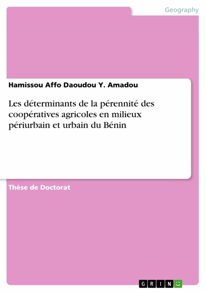 Les déterminants de la pérennité des coopératives agricoles en milieux périurbain et urbain du Bénin main product photo