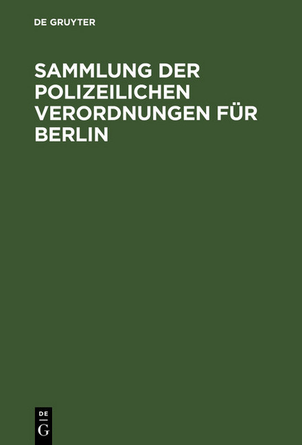 Sammlung der polizeilichen Verordnungen für Berlin main product photo