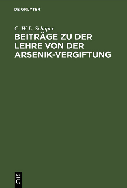 Beiträge zu der Lehre von der Arsenik-Vergiftung main product photo