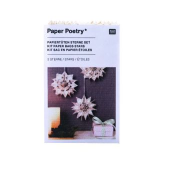 Papiertüten Sterne Set, Weiss