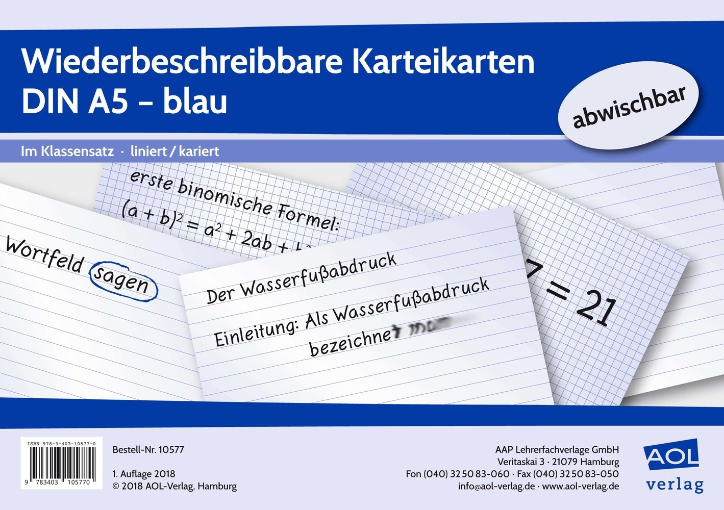Wiederbeschreibbare Karteikarten DIN A5 - blau main product photo