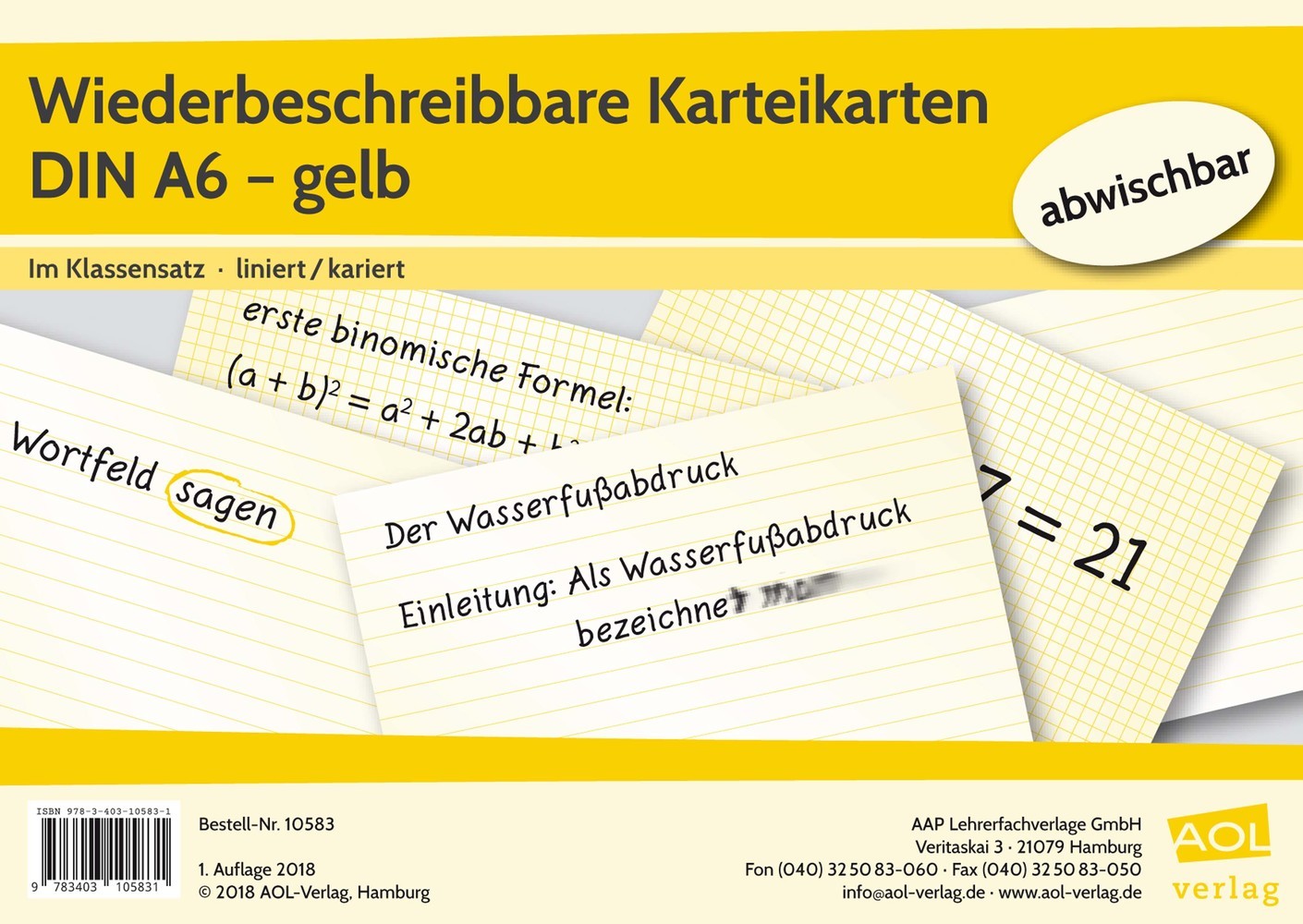Wiederbeschreibbare Karteikarten DIN A6 - gelb main product photo