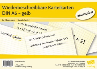 Wiederbeschreibbare Karteikarten DIN A6 - gelb