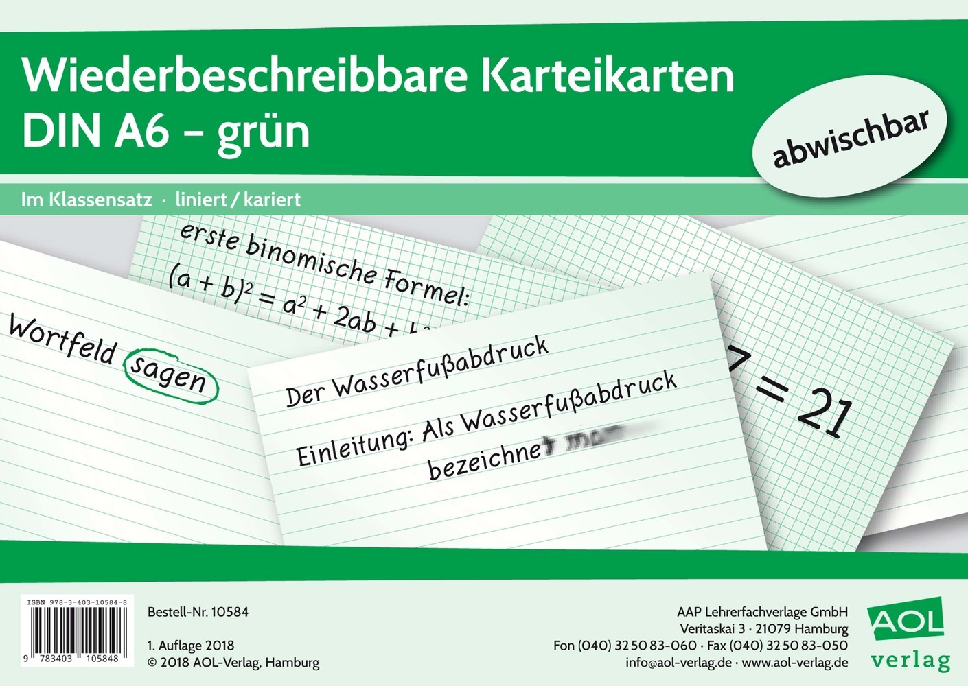 Wiederbeschreibbare Karteikarten DIN A6 - grün main product photo