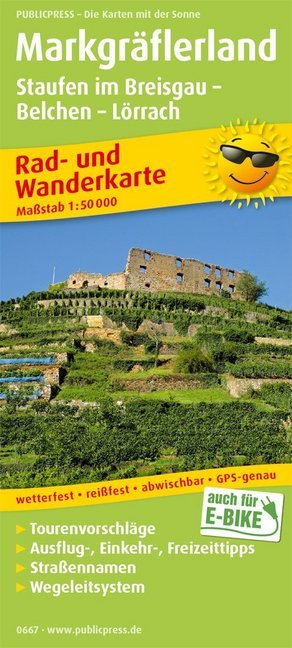 PublicPress Rad- und Wanderkarte Markgräflerland, Staufen im Breisgau - Belchen - Lörrach main product photo