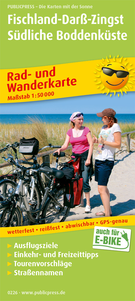 PublicPress Rad- und Wanderkarte Fischland-Darß-Zingst, Südliche Boddenküste main product photo