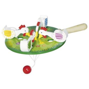 4 pickende Hühner