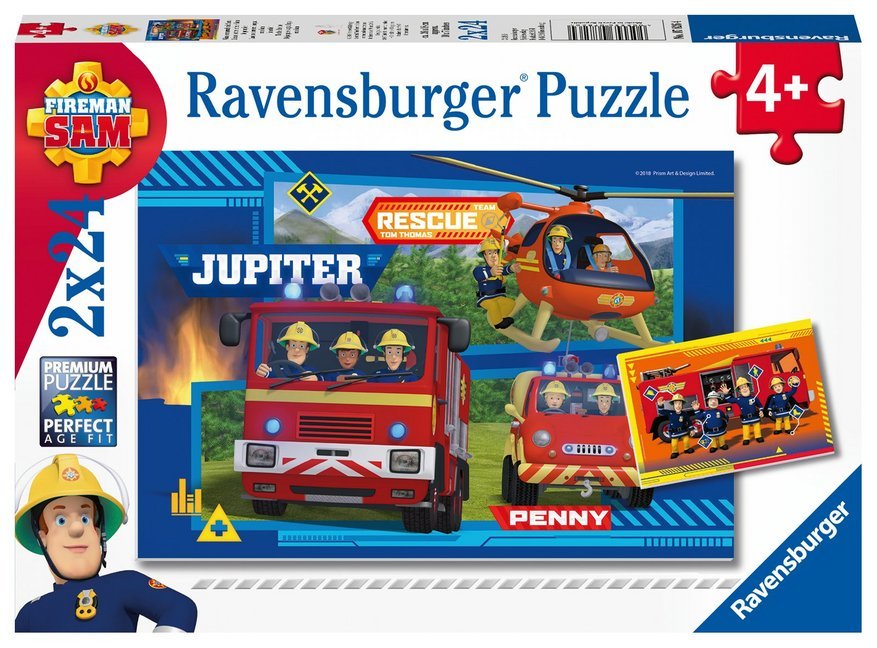 Ravensburger Kinderpuzzle - 07826 Wasser marsch mit Sam - Puzzle für Kinder ab 4 Jahren, Feuerwehrmann Sam Puzzle mit 2x24 Teilen main product photo