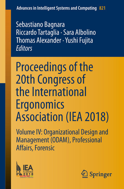 Proceedings of the 20th Congress of the International Ergonomics Association (IEA 2018) main product photo