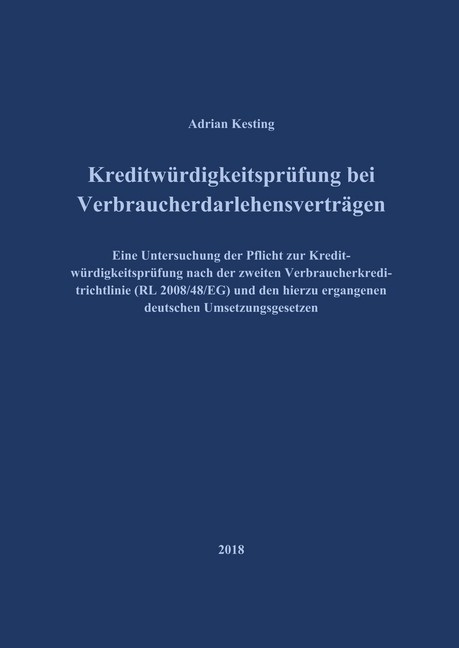 Kreditwürdigkeitsprüfung bei Verbraucherdarlehensverträgen main product photo