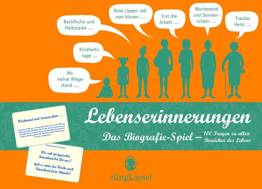Lebenserinnerungen: Das Erinnerungsspiel. Ein heiter-besinnlich-vergnügliche Kartenspiel mit 100 Fragen zu allen Abschnitten des Lebens. Eine liebevolle Geschenkidee. Nicht nur für Senioren. main product photo