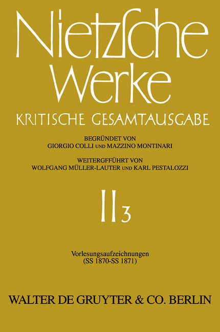 Vorlesungsaufzeichnungen (SS 1870 - SS 1871) main product photo
