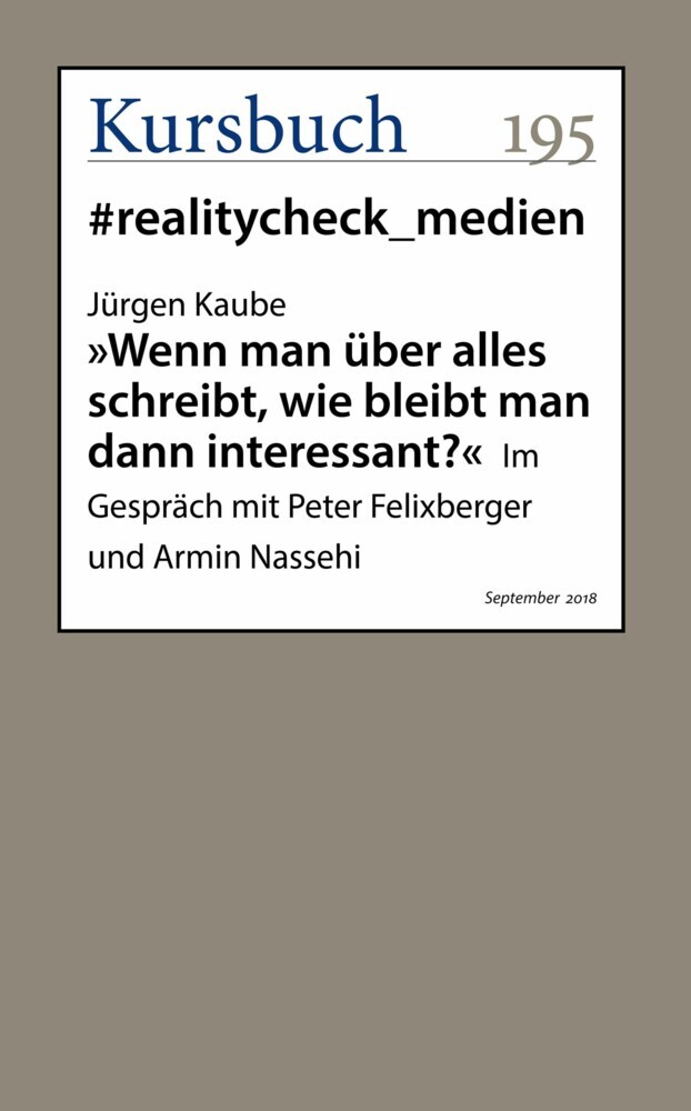 'Wenn man über alles schreibt, wie bleibt man dann interessant?' main product photo