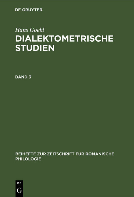 Hans Goebl: Dialektometrische Studien. Band 3 main product photo