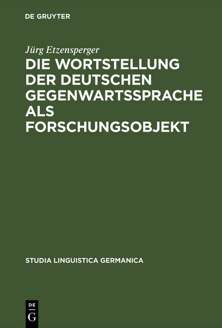 Die Wortstellung der deutschen Gegenwartssprache als Forschungsobjekt main product photo