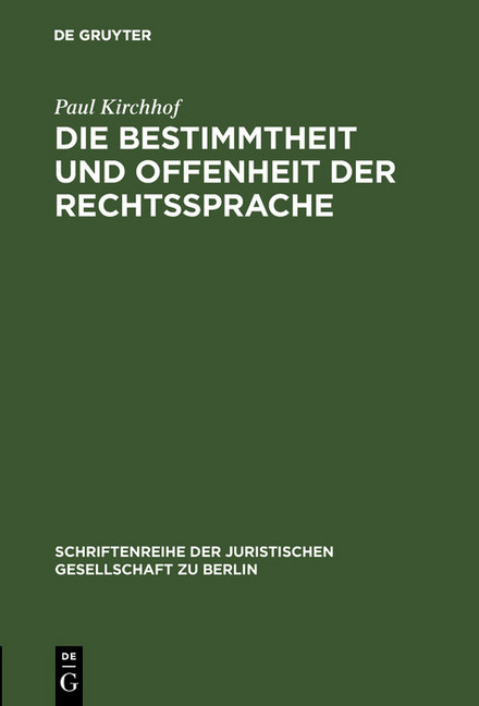 Die Bestimmtheit und Offenheit der Rechtssprache main product photo