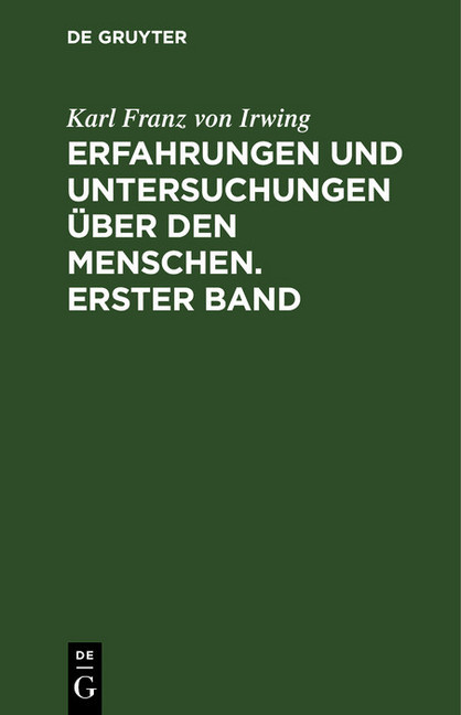 Erfahrungen und Untersuchungen über den Menschen. Erster Band main product photo