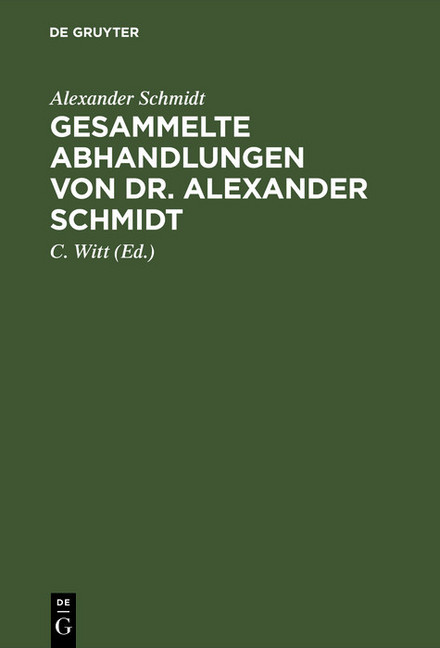 Gesammelte Abhandlungen von Dr. Alexander Schmidt main product photo
