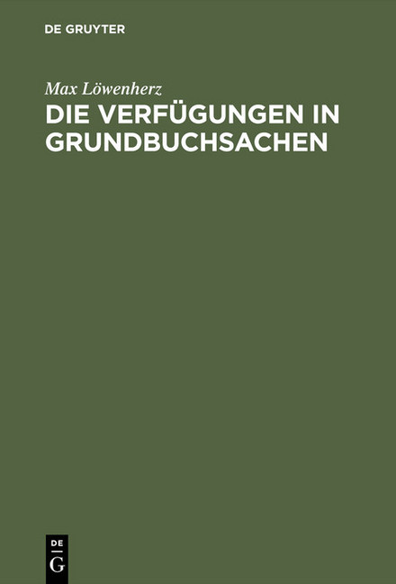 Die Verfügungen in Grundbuchsachen main product photo