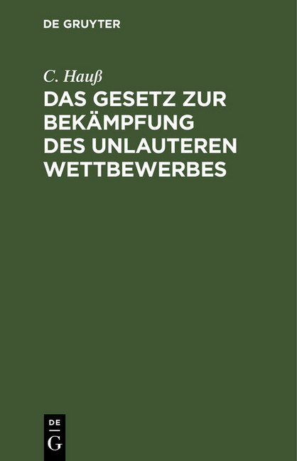 Das Gesetz zur Bekämpfung des unlauteren Wettbewerbes main product photo