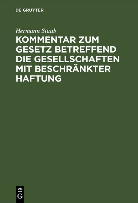 Kommentar zum Gesetz betreffend die Gesellschaften mit beschränkter Haftung main product photo