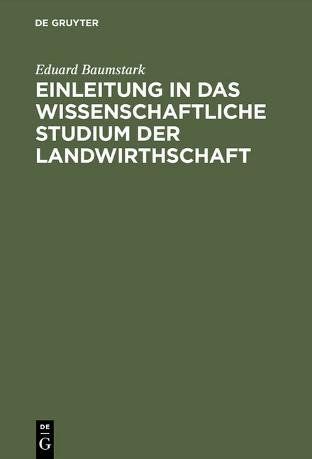 Einleitung in das wissenschaftliche Studium der Landwirthschaft main product photo