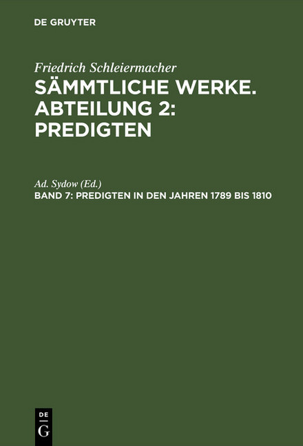 Predigten in den Jahren 1789 bis 1810 main product photo