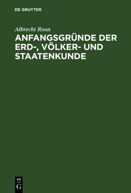 Anfangsgründe der Erd-, Völker- und Staatenkunde main product photo