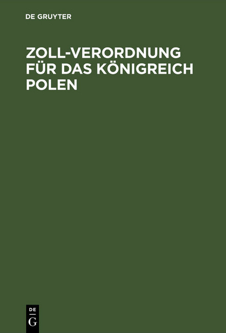 Zoll-Verordnung für das Königreich Polen main product photo