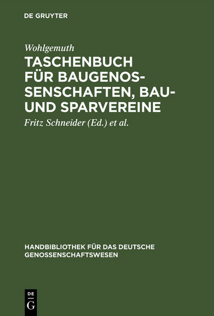 Taschenbuch für Baugenossenschaften, Bau- und Sparvereine main product photo